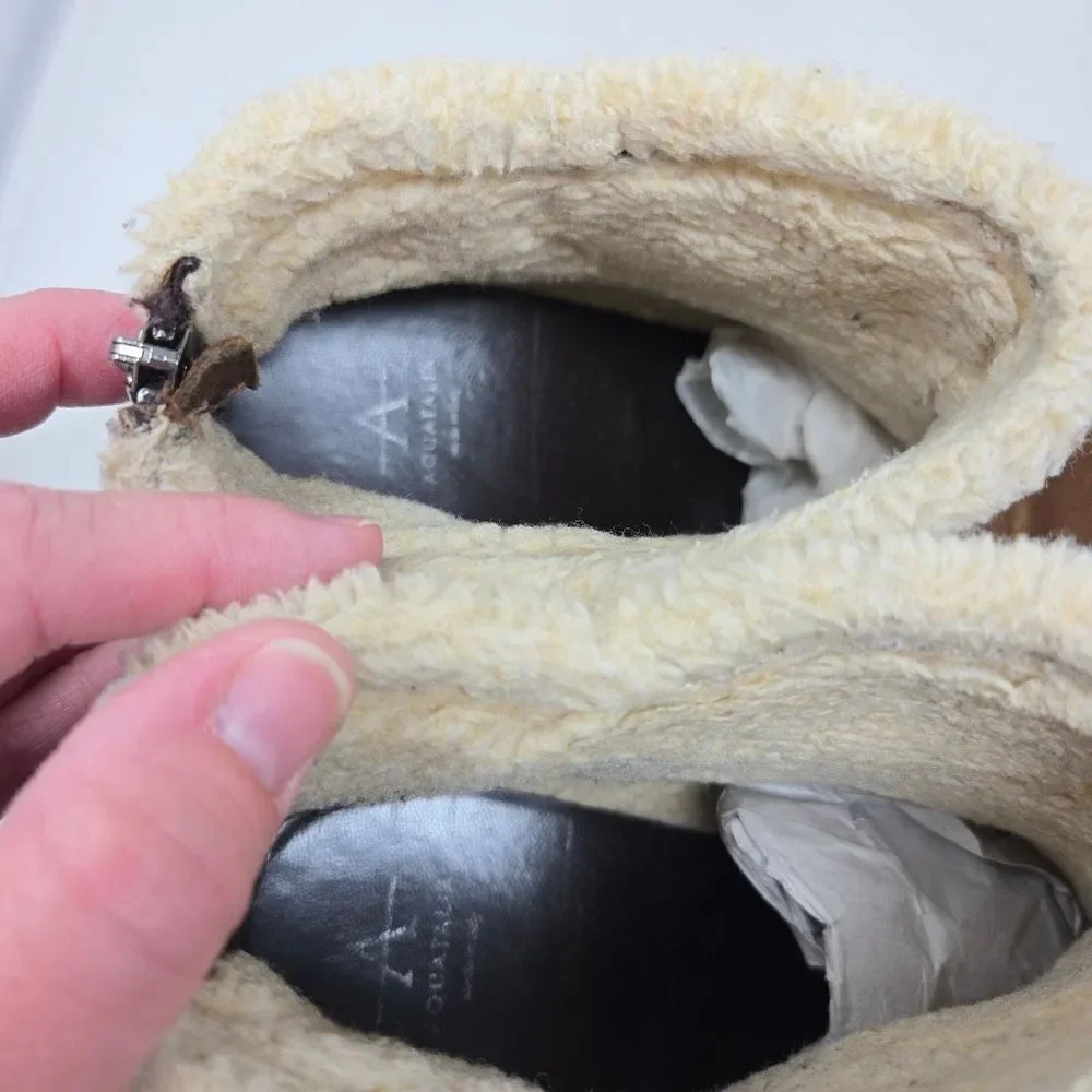 AQUATALIA Suede Charlie Wedge Booties Size‎ 8.5 Sherpa Lined Boots